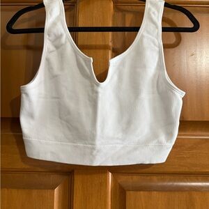 White Ribbed V-Neck Crop Tank Top. Never worn.